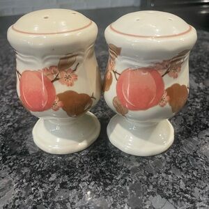 Mikasa Heritage Peach Cherry Blossom Salt & Pepper Shakers Japan